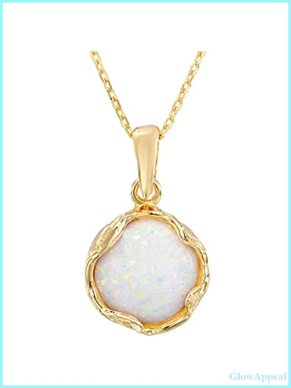 Gold Plated Over Silver White Opal Pendant Necklace for Women